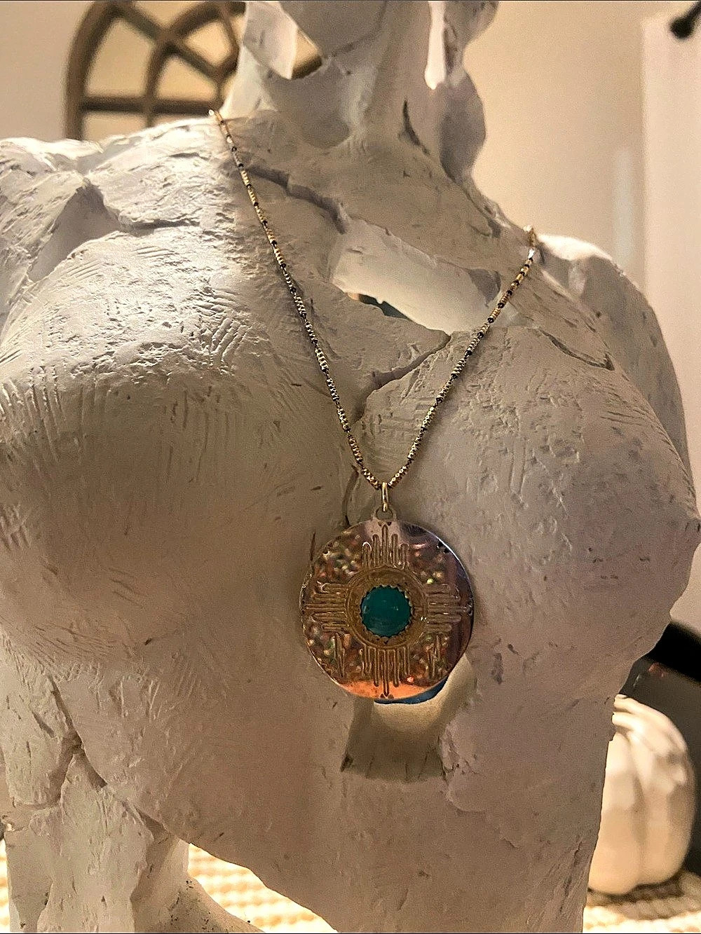 Sterling silver 925 Geometric turquoise Pendant Necklace
